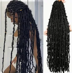 Cabelo Butterfly Locs Pré-Torcido para Crochê - Goddess Locs Bagunçado - Cor Preto Natural