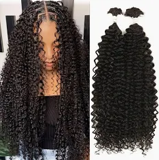 Cabelo Sintético Cacheado para Tranças Goddess Braids - Kit com 2 Pacotes (Cor Preto)